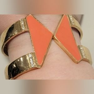 Gold Tone Orange Cuff Bracelet